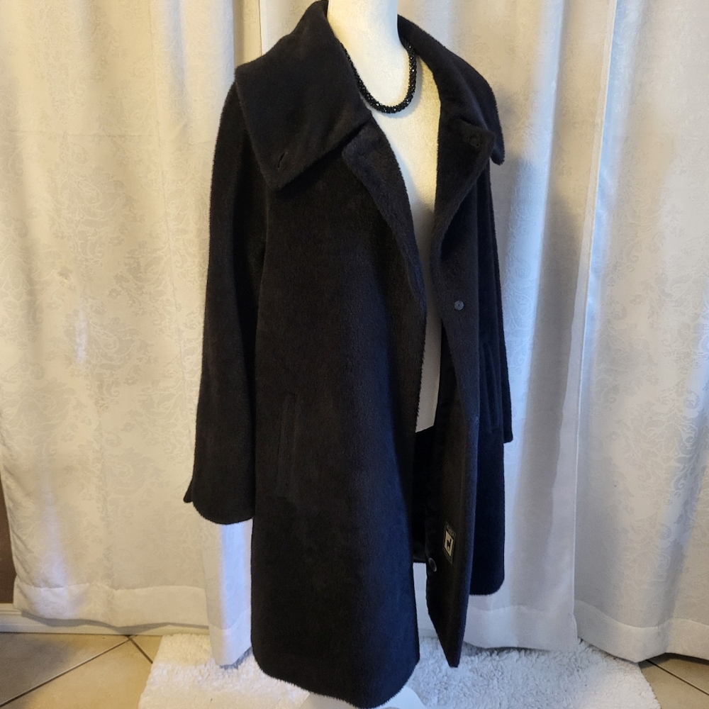 Hilary Radley Alpaca Sury Wool Women Dress Coat, Size 10, Black, Elegant